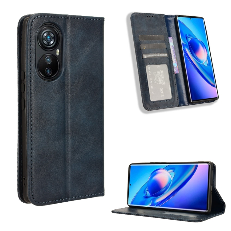 สำหรบ Blackview A200 Pro Magnetic Buckle Retro Texture เคสโทรศพทหนง