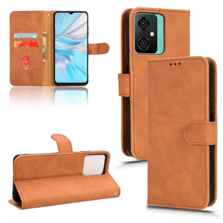 For Blackview Oscal C Skin Feel Magnetic Flip Leather Phone Case Brown