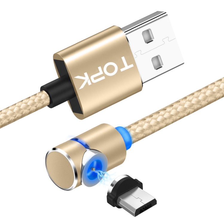 TOPK AM30 2m 2 4A Max USB to Micro USB 90 Degree Elbow สายชารจแมเหลก