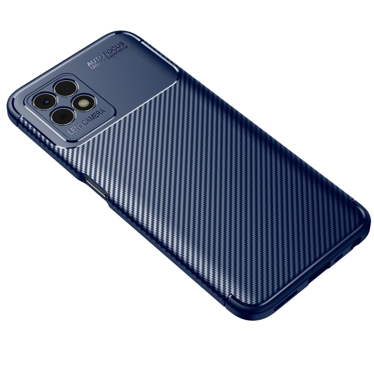 For Oppo Realme I Carbon Fiber Texture Shockproof Tpu Case Blue