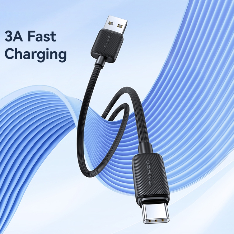 USAMS US SJ688 USB USB C Type C 3A ストライプ高速充電データケーブル長さ 3m ブラック