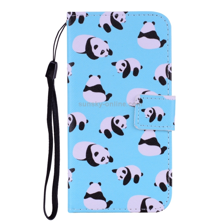 Pandas Pattern Colored Drawing Horizontal Flip Leather Case For Huawei