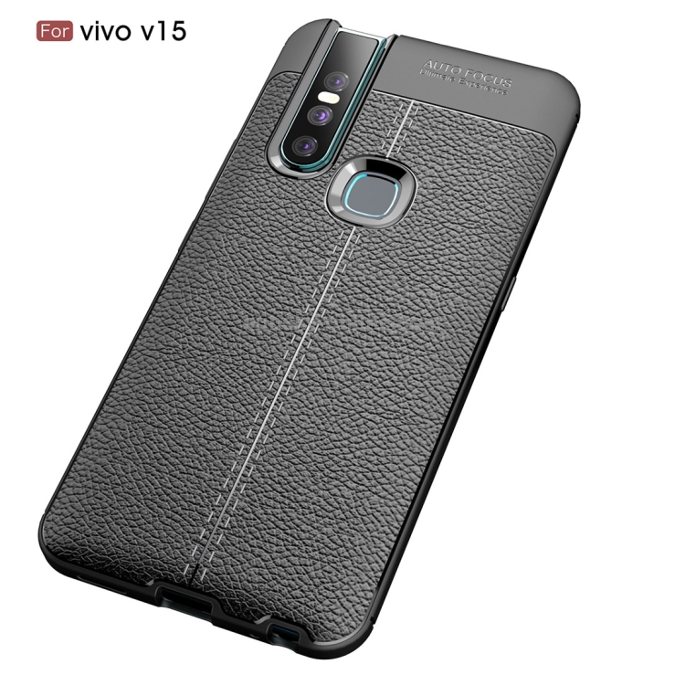 Litchi Texture TPU Shockproof Case For Vivo V15 Black