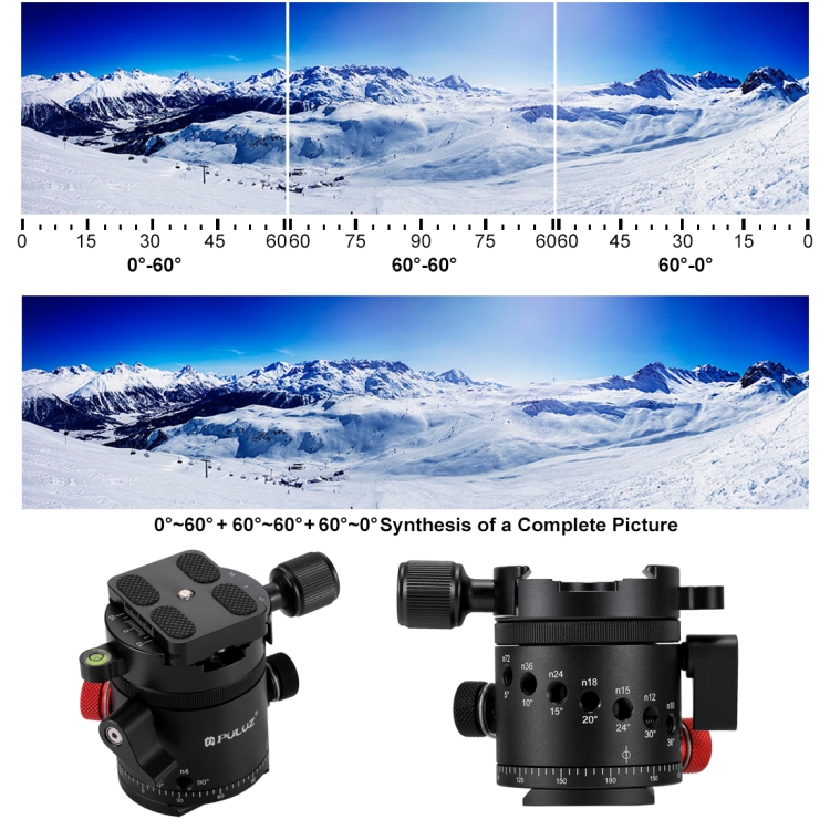 Puluz Aluminum Alloy Panoramic Degree Indexing Rotator Ball Head