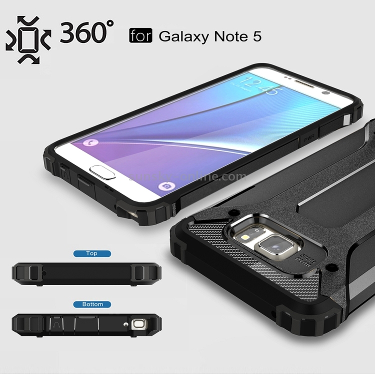 For Galaxy Note 5 N920 Tough Armor TPU PC Combination Case Black