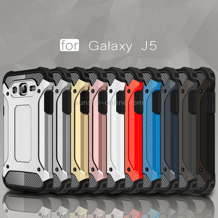 For Galaxy J5 J500 Tough Armor TPU PC Combination Case Black