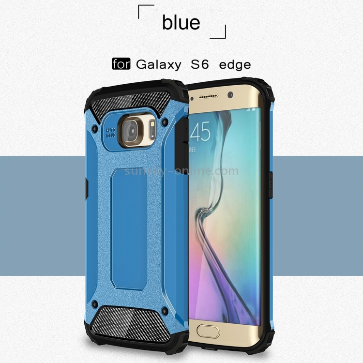 For Galaxy S6 Edge G925 Tough Armor TPU PC Combination Case Blue