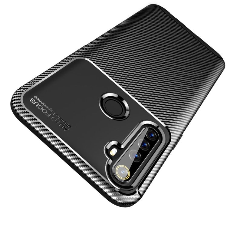 For Oppo Realme I Carbon Fiber Texture Shockproof Tpu Case Black