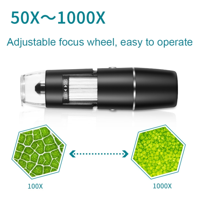 50X 1000X Conexión WIFI inalámbrica Luz LED Microscopio digital portá