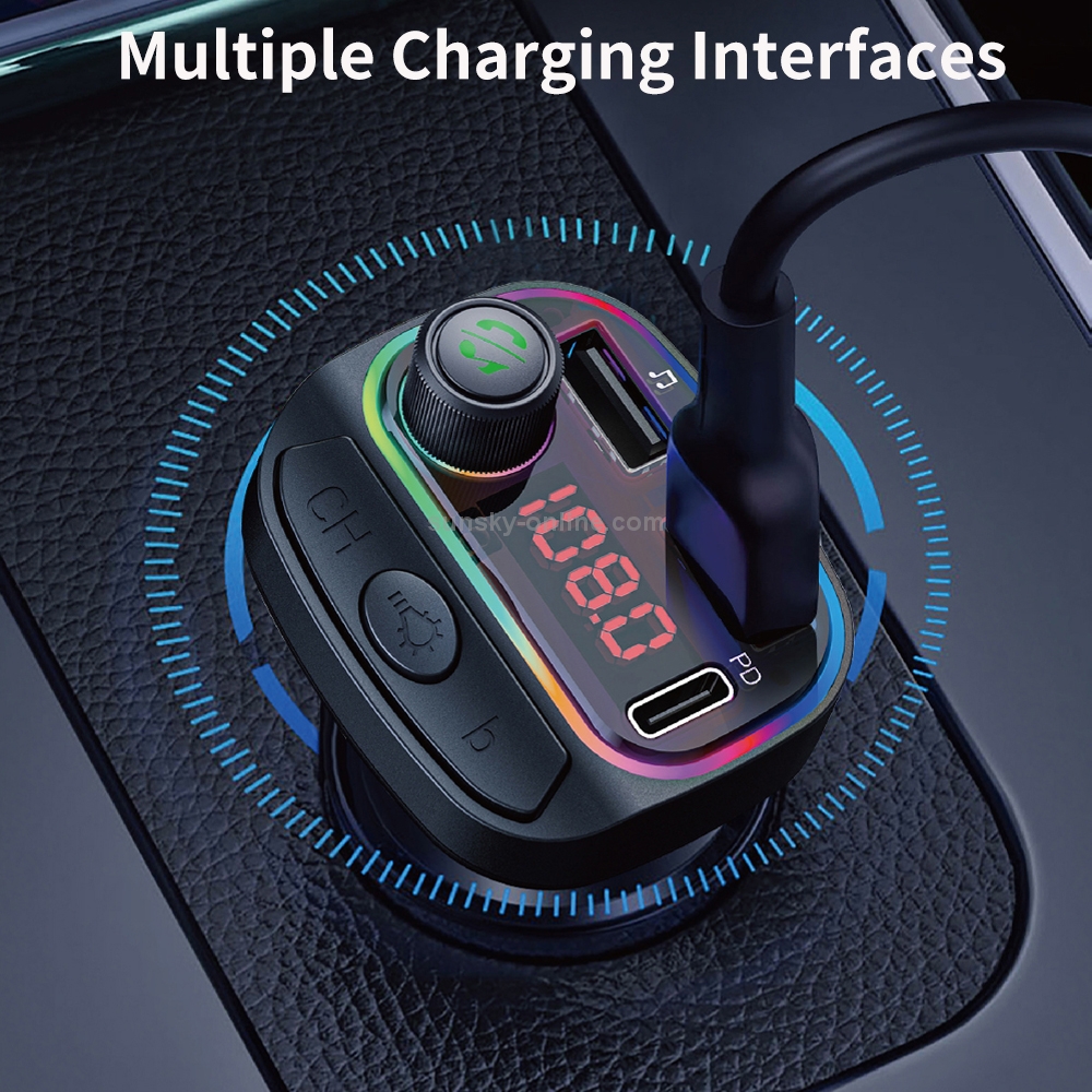 SUNSKY C14 Multifunctional Car Dual QC3 0 PD18W USB Charger Bluetooth