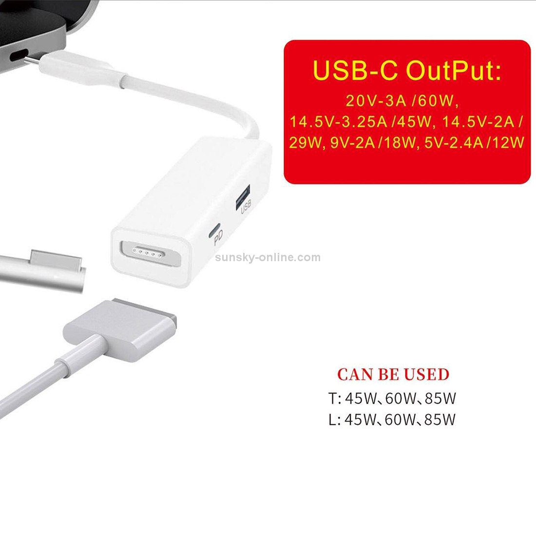 SUNSKY 3 in 1 MagSafe 1 2 พอรต PD อะแดปเตอรแปลง USB เปน USB C