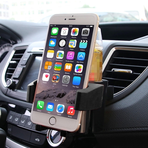 

SHUNWEI SD-1027 Car Auto Multi-functional ABS Air Vent Drink Holder Bottle Cup Holder Phone Holder Mobile Mount (Black)