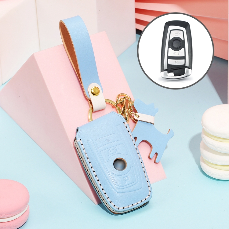 Hallmo Car Female Style Cowhide Leather Key Protective Cover for BMW, A Type (Sky Blue)
Hallmo Car Female Style Cowhide Leather Key Protective Cover for BMW, A Type (Sky Blue)