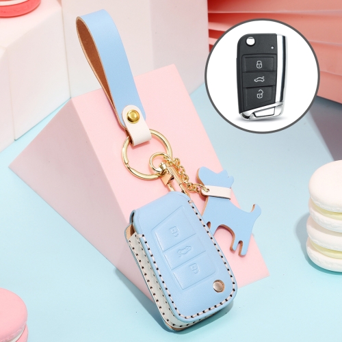 Hallmo Car Female Style Cowhide Leather Key Protective Cover for Volkswagen, B Type (Sky Blue)
Hallmo Car Female Style Cowhide Leather Key Protective Cover for Volkswagen, B Type (Sky Blue)