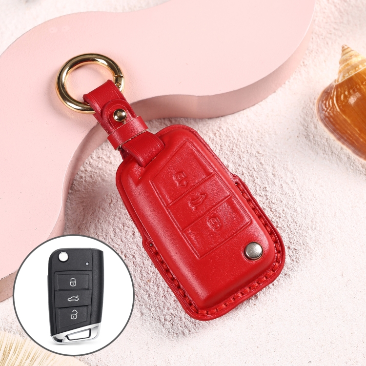 Car Female Style Cowhide Leather Key Protective Cover for Volkswagen, B Type without Bow (Red)
Car Female Style Cowhide Leather Key Protective Cover for Volkswagen, B Type without Bow (Red)