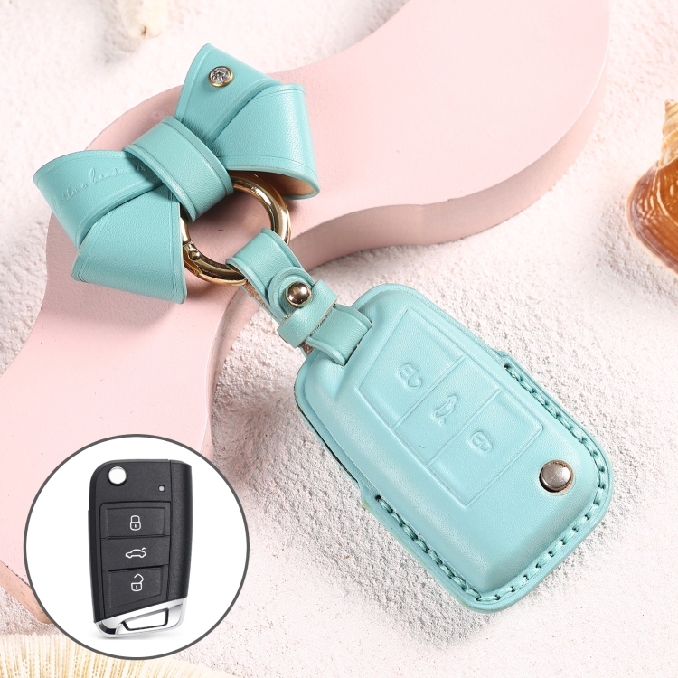 Car Female Style Cowhide Leather Key Protective Cover for Volkswagen, B Type with Bow (Lake Blue)
Car Female Style Cowhide Leather Key Protective Cover for Volkswagen, B Type with Bow (Lake Blue)