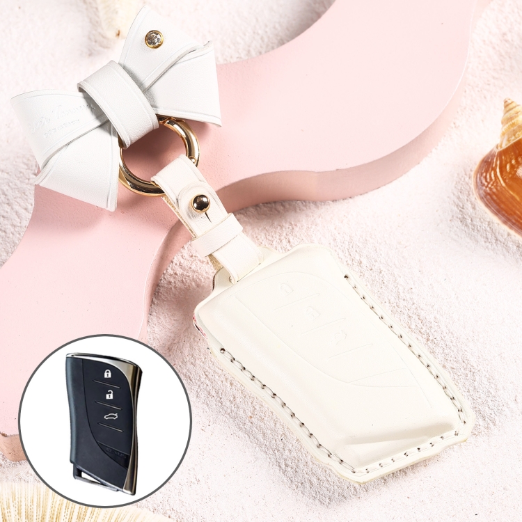 Car Female Style Cowhide Leather Key Protective Cover for Lexus, with Bow (White)
Car Female Style Cowhide Leather Key Protective Cover for Lexus, with Bow (White)