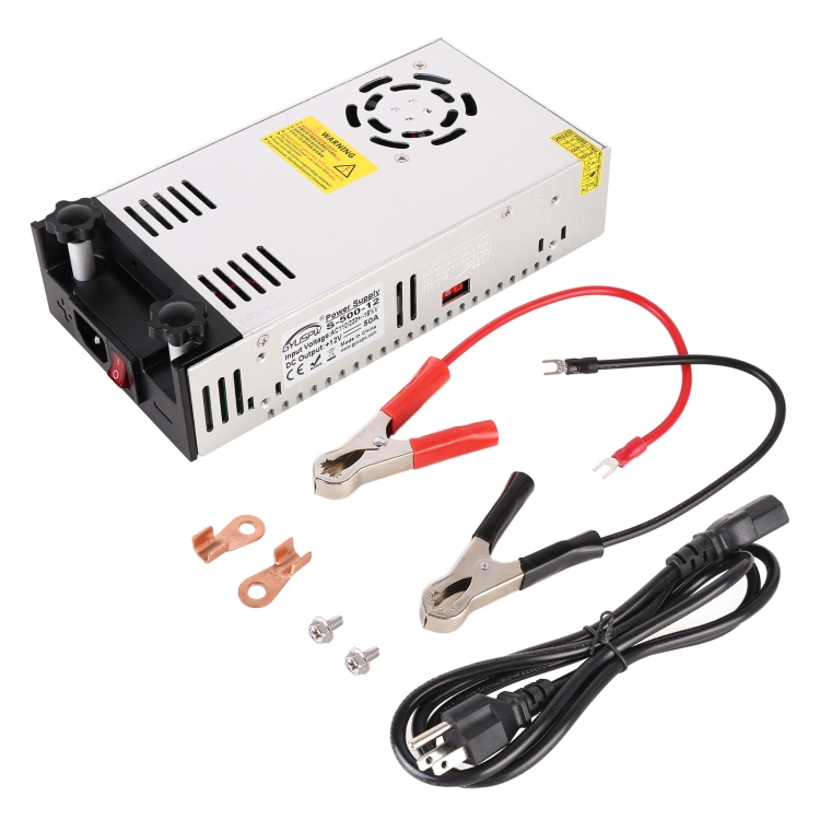 S-500-12 DC12V 500W 41.7A DIY Regulated DC Switching Power Supply Power Inverter with Clip, US Plug
S-500-12 DC12V 500W 41.7A DIY Regulated DC Switching Power Supply Power Inverter with Clip, US Plug