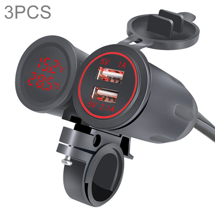 3 PCS Dual USB 3.1A Car Charger 9-30V with Temperature Voltage Holder(Red Light)
3 PCS Dual USB 3.1A Car Charger 9-30V with Temperature Voltage Holder(Red Light)