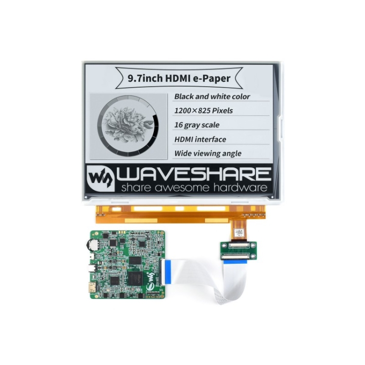 Waveshare 9.7 inch 1200 x 845 E-Paper E-Ink Display, HDMI-compatible Interface
Waveshare 9.7 inch 1200 x 845 E-Paper E-Ink Display, HDMI-compatible Interface