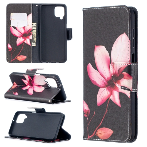 

For Samsung Galaxy A12 Colored Drawing Pattern Horizontal Flip Leather Case with Holder & Card Slots & Wallet(Lotus)