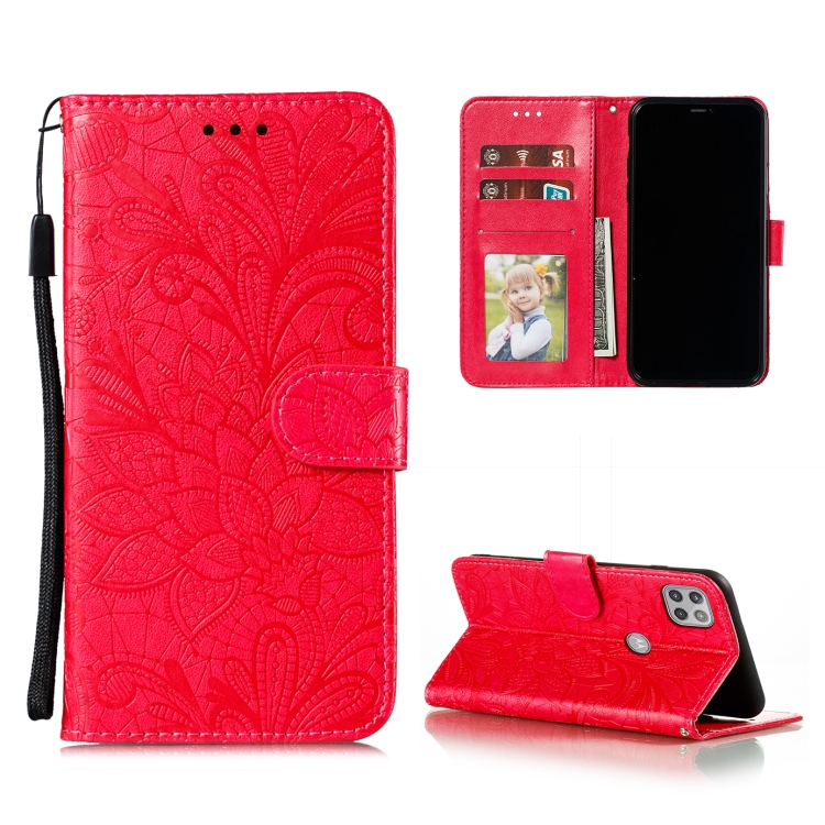 For Motorola Moto G 5G Lace Flower Embossing Pattern Horizontal Flip Leather Case with Holder & Card Slots & Wallet & Photo Frame(Red)
For Motorola Moto G 5G Lace Flower Embossing Pattern Horizontal Flip Leather Case with Holder & Card Slots & Wallet & Photo Frame(Red)