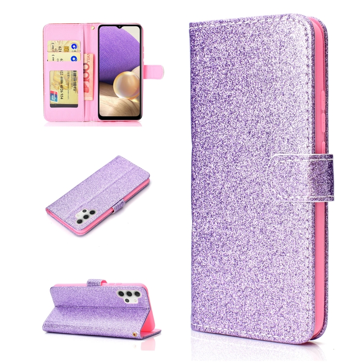 For Samsung Galaxy A32 4G Glitter Powder Horizontal Flip Leather Case with Card Slots & Holder & Photo Frame & Wallet(Purple)
For Samsung Galaxy A32 4G Glitter Powder Horizontal Flip Leather Case with Card Slots & Holder & Photo Frame & Wallet(Purple)