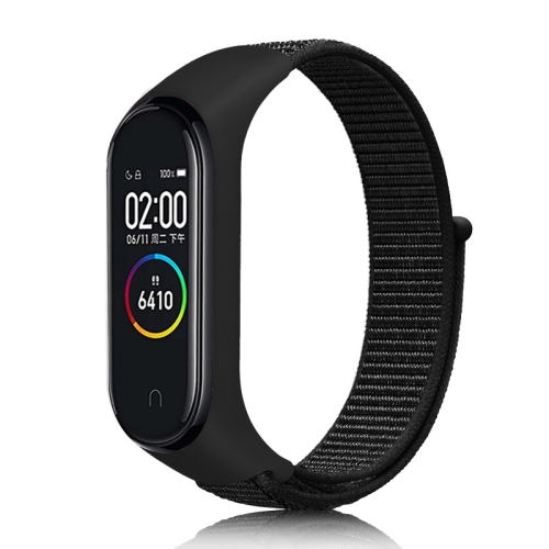 

For Xiaomi Mi Band 6 Nylon Weave Watch Bands(Solid Black)