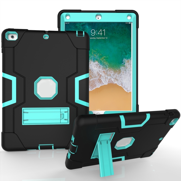 Contrast Color Robot Shockproof Silicone + PC Protective Case with Holder For iPad 9.7 (2017) / (2018)(Black + Mint Green)
Contrast Color Robot Shockproof Silicone + PC Protective Case with Holder For iPad 9.7 (2017) / (2018)(Black + Mint Green)