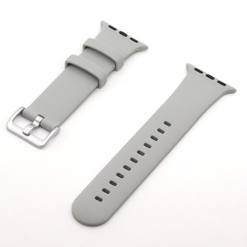 

Silver Buckle Silicone Watch Band For Apple Watch Ultra 49mm&Watch Ultra 2 49mm / Series 9&8&7 45mm / SE 3&SE 2&6&SE&5&4 44mm / 3&2&1 42mm(Grey)