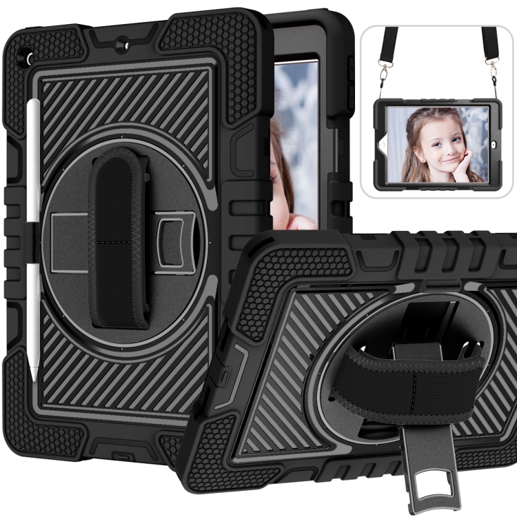 For iPad 10.2 2021 / 2020 / 2019 360 Degree Rotation Contrast Color Shockproof Silicone + PC Case with Holder & Hand Grip Strap & Shoulder Strap (Black)
For iPad 10.2 2021 / 2020 / 2019 360 Degree Rotation Contrast Color Shockproof Silicone + PC Case with Holder & Hand Grip Strap & Shoulder Strap (Black)