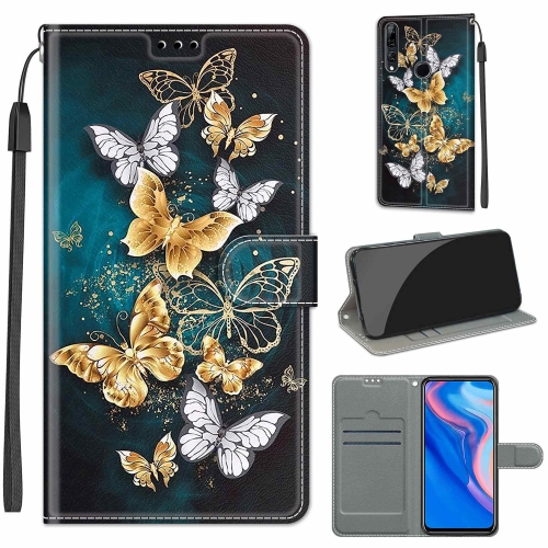 

For Huawei P Smart Z / Y9 Prime / 9X / 9X Pro Voltage Colored Drawing Magnetic Clasp Horizontal Flip PU Leather Case with Holder & Card Slots(C20 Gold Silver Flying Butterflies)