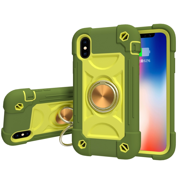 Shockproof Silicone + PC Protective Case with Dual-Ring Holder For iPhone X / XS(Avocado)
Shockproof Silicone + PC Protective Case with Dual-Ring Holder For iPhone X / XS(Avocado)