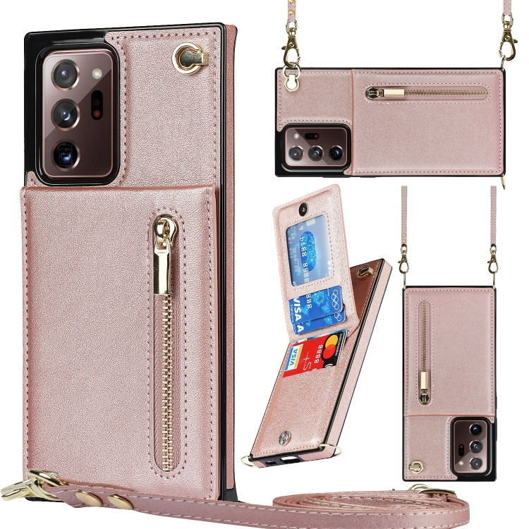 For Samsung Galaxy Note20 Ultra Cross-body Zipper Square TPU+PU Back Cover Case with Holder & Card Slots & Wallet & Strap(Rose Gold)
For Samsung Galaxy Note20 Ultra Cross-body Zipper Square TPU+PU Back Cover Case with Holder & Card Slots & Wallet & Strap(Rose Gold)