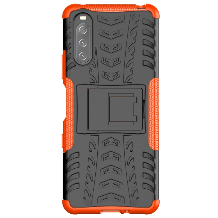 For Sony Xperia 10 III Tire Texture Shockproof TPU+PC Protective Case with Holder(Orange)
For Sony Xperia 10 III Tire Texture Shockproof TPU+PC Protective Case with Holder(Orange)