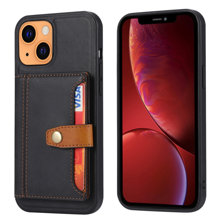 Calfskin Color Matching Shockproof TPU + PU Case with Holder & Card Slot For iPhone 13(Black)
Calfskin Color Matching Shockproof TPU + PU Case with Holder & Card Slot For iPhone 13(Black)