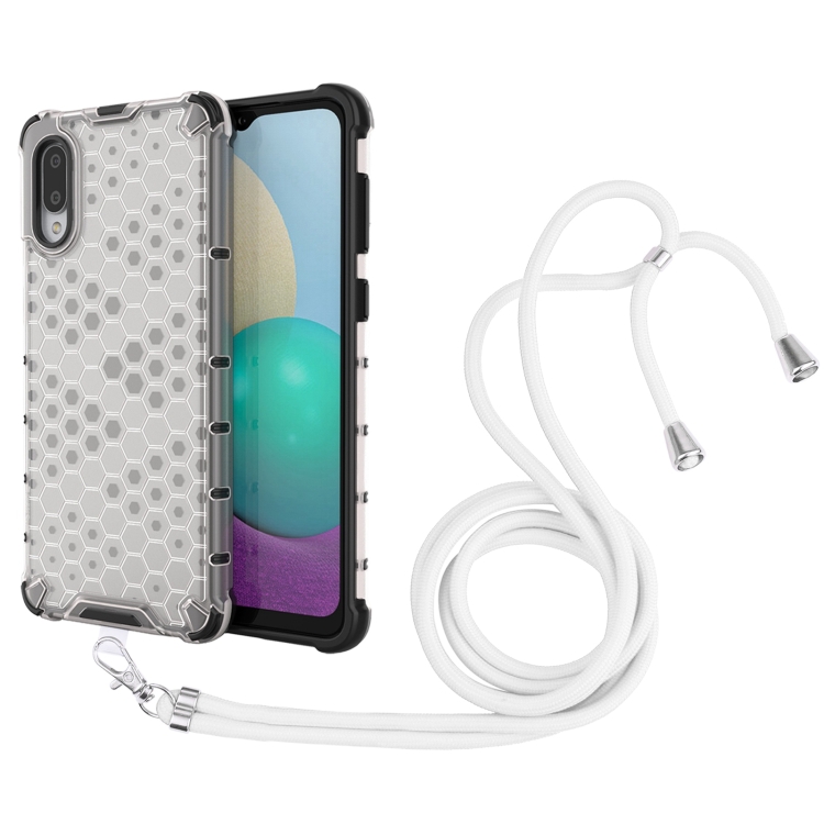 For Samsung Galaxy A02 EU Version Shockproof Honeycomb PC + TPU Case with Neck Lanyard(White)
For Samsung Galaxy A02 EU Version Shockproof Honeycomb PC + TPU Case with Neck Lanyard(White)