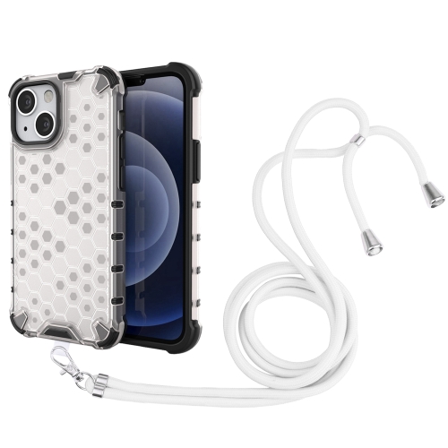 Shockproof Honeycomb PC + TPU Case with Neck Lanyard For iPhone 13 mini(White)
Shockproof Honeycomb PC + TPU Case with Neck Lanyard For iPhone 13 mini(White)