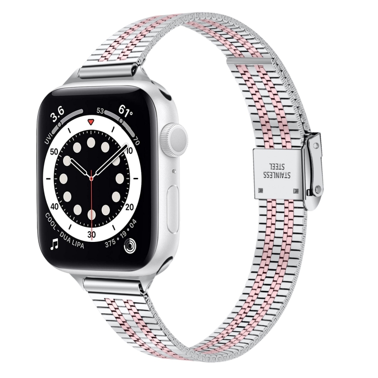 14mm Seven-beads Double Safety Buckle Slim Steel Watch Band For Apple Watch Series 7 45mm / 6 & SE & 5 & 4 44mm / 3 & 2 & 1 42mm(Silver Pink)
14mm Seven-beads Double Safety Buckle Slim Steel Watch Band For Apple Watch Series 7 45mm / 6 & SE & 5 & 4 44mm / 3 & 2 & 1 42mm(Silver Pink)