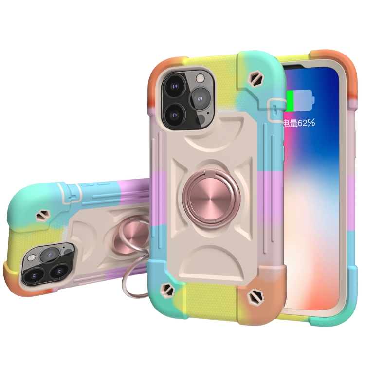 Shockproof Silicone + PC Protective Case with Dual-Ring Holder For iPhone 13 Pro(Colorful Rose Gold)
Shockproof Silicone + PC Protective Case with Dual-Ring Holder For iPhone 13 Pro(Colorful Rose Gold)