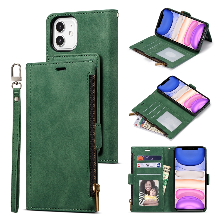 Side Zipper Back Card Horizontal Flip PU Leather Case with Card Slots & Wallet & Photo Frame & Lanyard For iPhone 12 / 12 Pro(Green)
Side Zipper Back Card Horizontal Flip PU Leather Case with Card Slots & Wallet & Photo Frame & Lanyard For iPhone 12 / 12 Pro(Green)