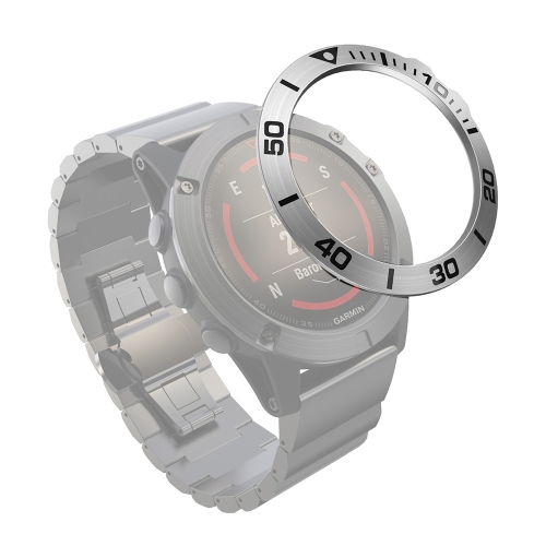 

For Garmin Fenix 5X/5X Plus Smart Watch Steel Bezel Ring, A Version(Silver Ring Black Letter)
