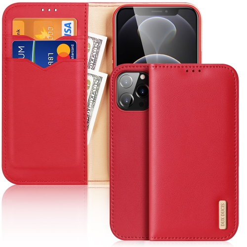 

DUX DUCIS Hivo Series Cowhide + PU + TPU Leather Horizontal Flip Case with Holder & Card Slots For iPhone 13 Pro Max(Red)