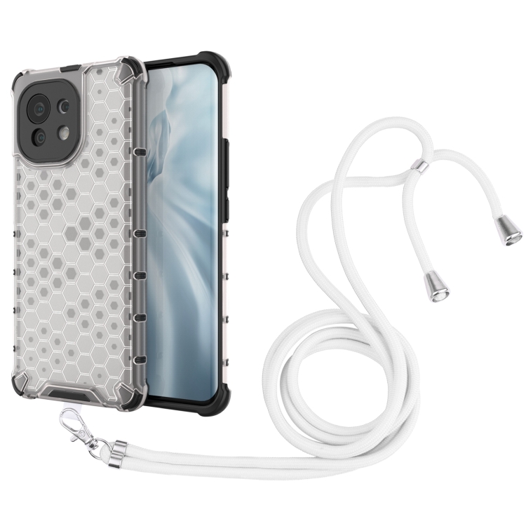 For Xiaomi Mi 11 Shockproof Honeycomb PC + TPU Case with Neck Lanyard(White)
For Xiaomi Mi 11 Shockproof Honeycomb PC + TPU Case with Neck Lanyard(White)