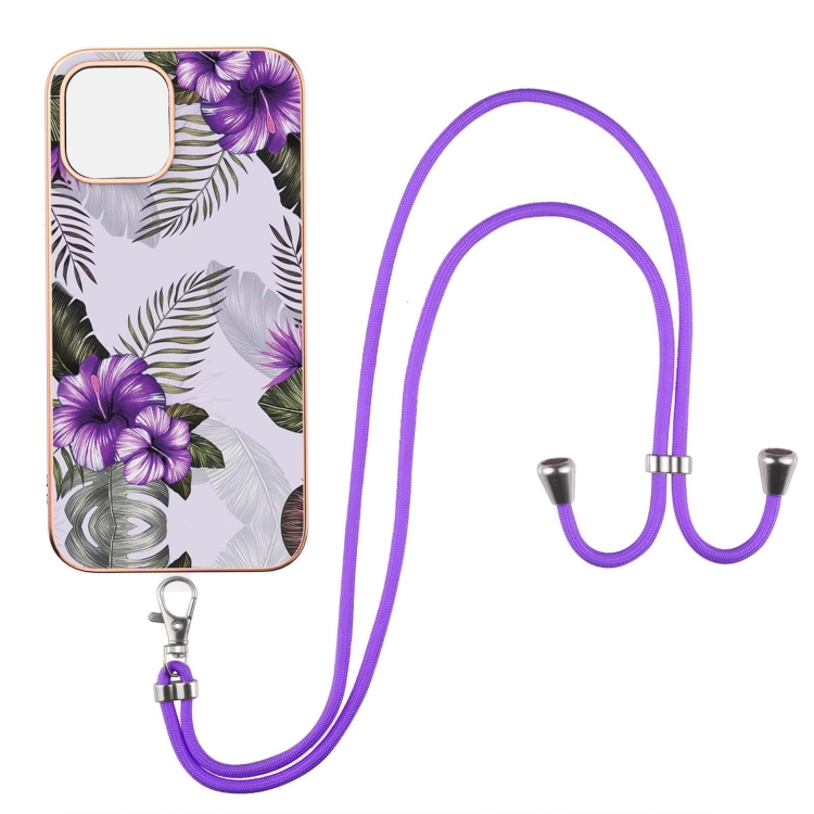 Electroplating Pattern IMD TPU Shockproof Case with Neck Lanyard For iPhone 13(Purple Flower)
Electroplating Pattern IMD TPU Shockproof Case with Neck Lanyard For iPhone 13(Purple Flower)