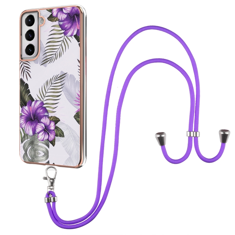For Samsung Galaxy S21 5G Electroplating Pattern IMD TPU Shockproof Case with Neck Lanyard(Purple Flower)
For Samsung Galaxy S21 5G Electroplating Pattern IMD TPU Shockproof Case with Neck Lanyard(Purple Flower)