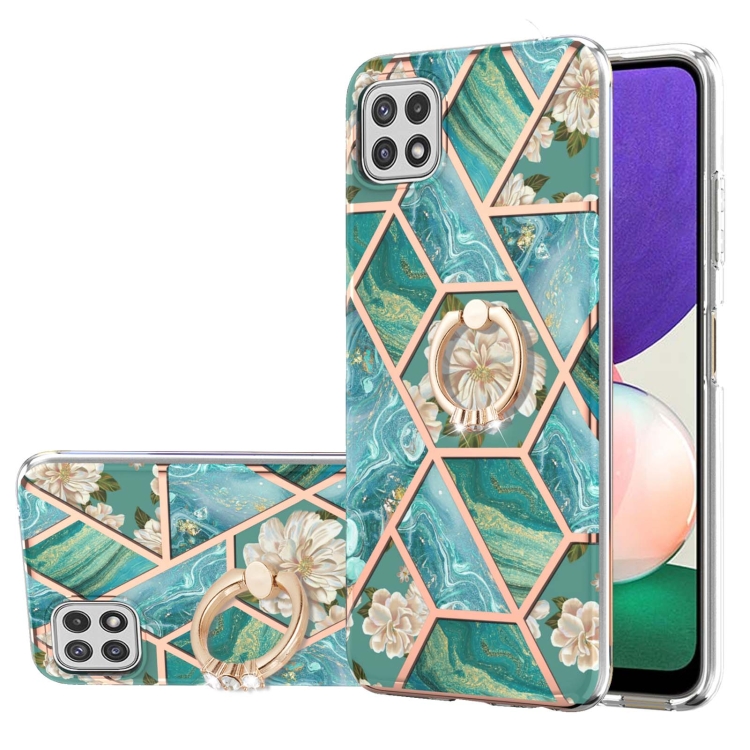 For Samsung Galaxy A22 5G US Version Electroplating Splicing Marble Flower Pattern TPU Shockproof Case with Rhinestone Ring Holder(Blue Flower)
For Samsung Galaxy A22 5G US Version Electroplating Splicing Marble Flower Pattern TPU Shockproof Case with Rhinestone Ring Holder(Blue Flower)