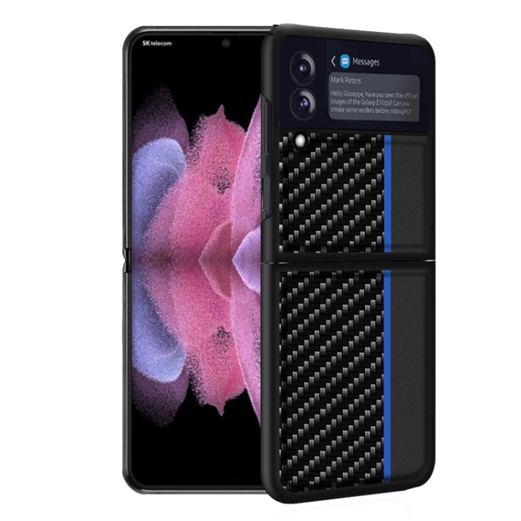 For Samsung Galaxy Z Flip3 5G Carbon Fiber Texture Shockproof Splicing Leather Case(Blue)
For Samsung Galaxy Z Flip3 5G Carbon Fiber Texture Shockproof Splicing Leather Case(Blue)