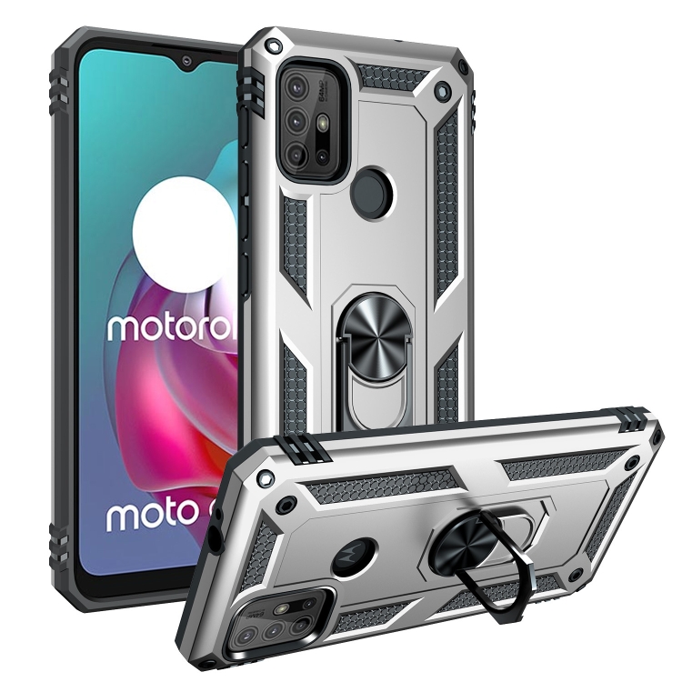 For Motorola Moto G30 / G10 Shockproof TPU + PC Protective Case with 360 Degree Rotating Holder(Silver) 
For Motorola Moto G30 / G10 Shockproof TPU + PC Protective Case with 360 Degree Rotating Holder(Silver)