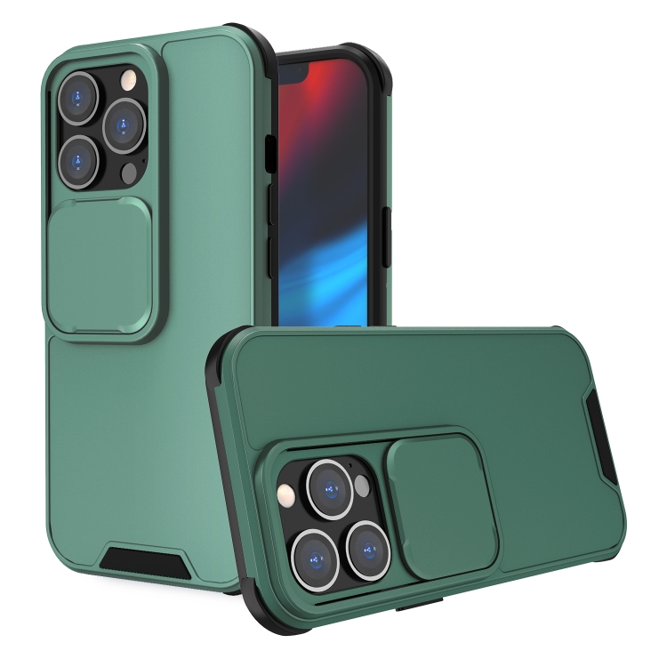 For iPhone 13 Pro Up and Down Sliding Camera Cover Design Shockproof TPU + PC Protective Case (Dark Green)
For iPhone 13 Pro Up and Down Sliding Camera Cover Design Shockproof TPU + PC Protective Case (Dark Green)